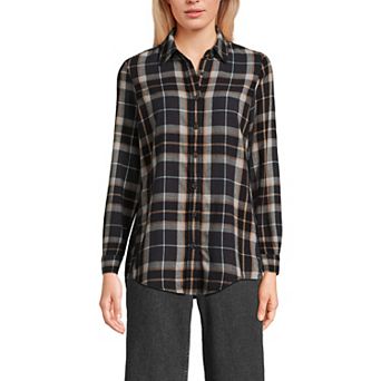 Women's Lands' End Flannel Boyfriend Shirt
