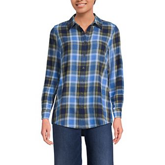 Women's Lands' End Flannel Boyfriend Shirt
