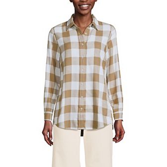 Women's Lands' End Flannel Boyfriend Shirt