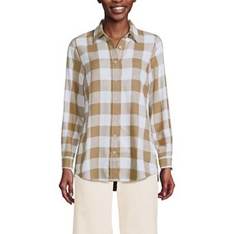 Women's Lands' End Flannel Boyfriend Shirt