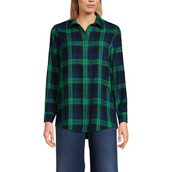 Women's Lands' End Flannel Boyfriend Shirt