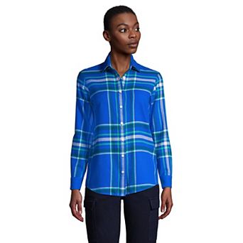 Women's Lands' End Flannel Boyfriend Shirt