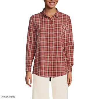 Women's Lands' End Flannel Boyfriend Shirt