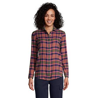 Women's Lands' End Flannel Boyfriend Shirt