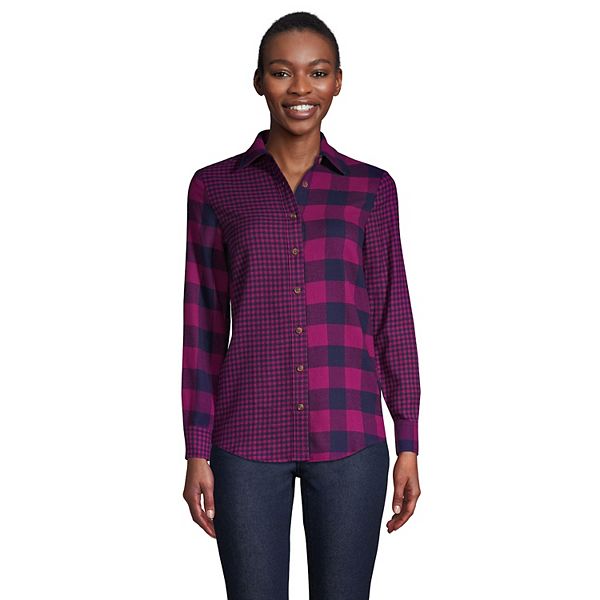 Women's Lands' End Flannel Boyfriend Shirt