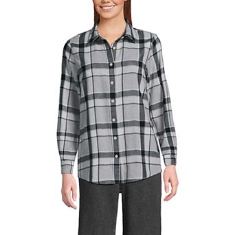 Women's Lands' End Flannel Boyfriend Shirt