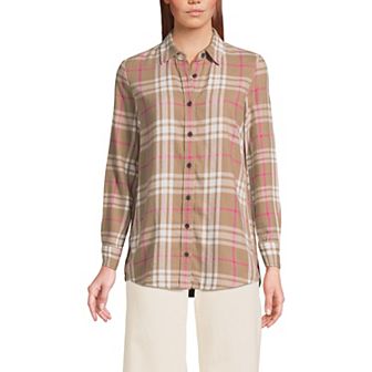 Women's Lands' End Flannel Boyfriend Shirt