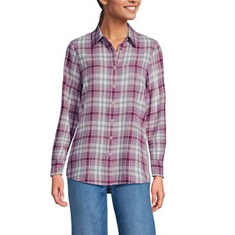 Women's Lands' End Flannel Boyfriend Shirt