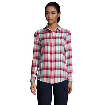 Women's Lands' End Flannel Boyfriend Shirt