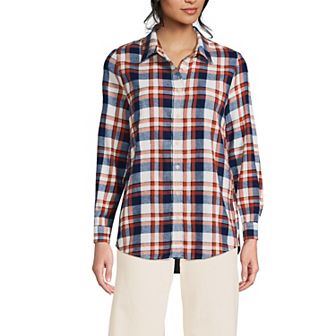 Women's Lands' End Flannel Boyfriend Shirt