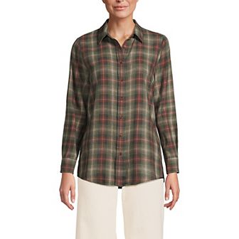Women's Lands' End Flannel Boyfriend Shirt