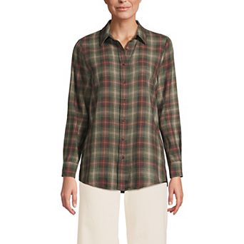 Women's Lands' End Flannel Boyfriend Shirt