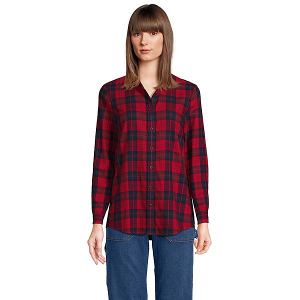 Women s Lands End Flannel Boyfriend Shirt