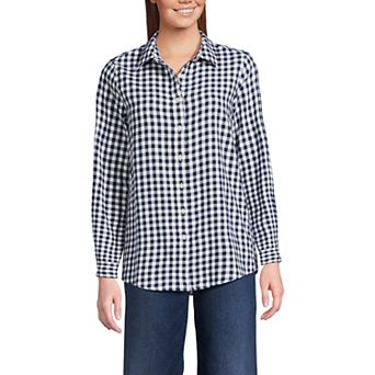 Women's Lands' End Flannel Boyfriend Shirt