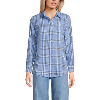 Women's Lands' End Flannel Boyfriend Shirt