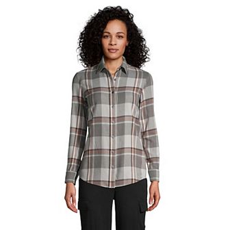 Women's Lands' End Flannel Boyfriend Shirt