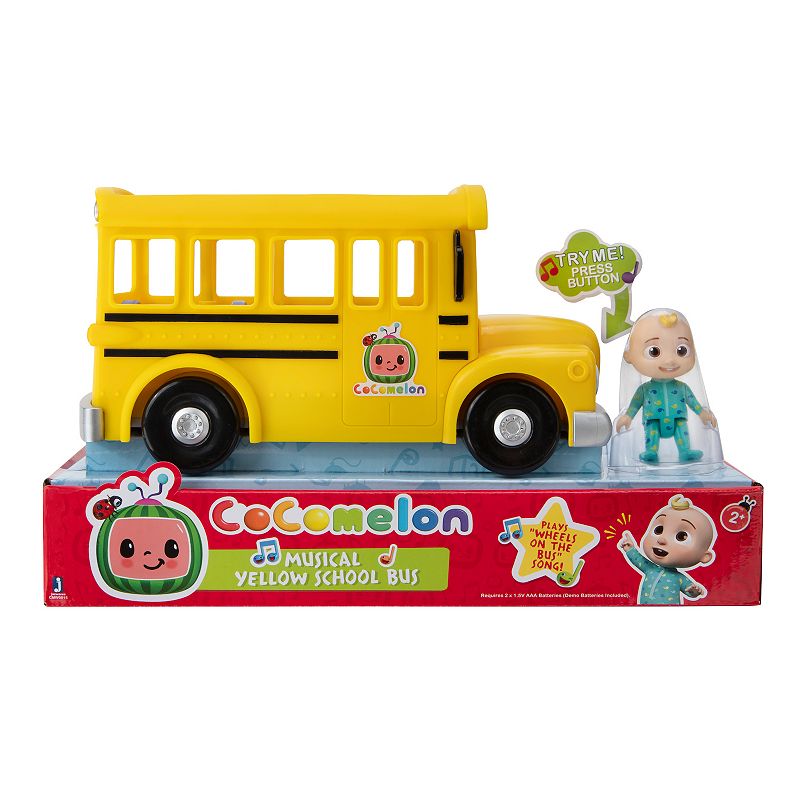 CoComelon Musical Yellow School Bus Vehicle Playset with JJ Figure (2 Pieces)