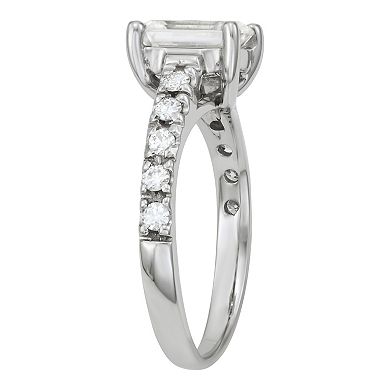Charles & Colvard 14k White Gold 1 1/4 Carat T.W. Lab-Created Moissanite Emerald Cut Engagement Ring