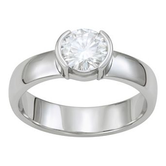 Charles & Colvard 14k White Gold 1 Carat T.W. Lab-Created Moissanite Semi-Bezel Solitaire Ring