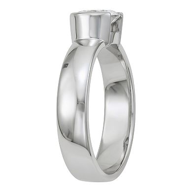 Charles & Colvard 14k White Gold 1 Carat T.W. Lab-Created Moissanite Semi-Bezel Solitaire Ring