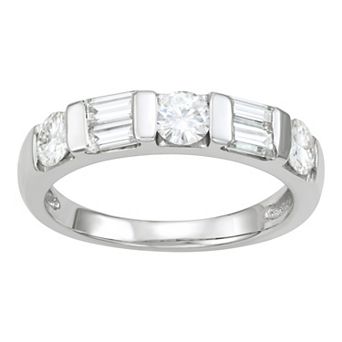 Charles & Colvard 14k White Gold 1 1/6 Carat T.W. Lab-Created Moissanite Baguette Stackable Ring