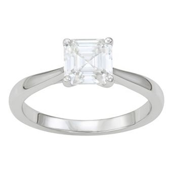 Charles & Colvard 14k White Gold 1 1/3 Carat T.W. Lab-Created Moissanite Asscher Solitaire Ring