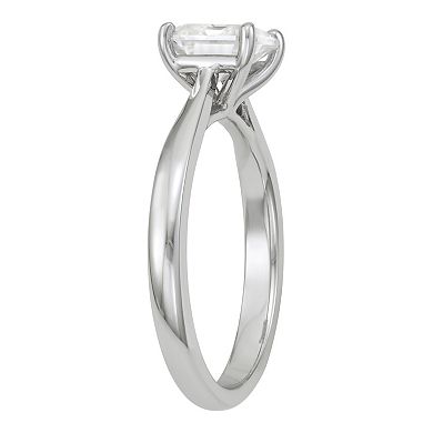 Charles & Colvard 14k White Gold 1 1/3 Carat T.W. Lab-Created Moissanite Asscher Solitaire Ring