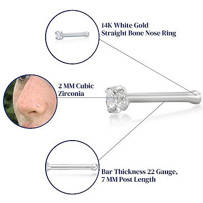 14k Yellow Gold CZ Moon Nose Stud 14k Yellow Gold CZ Moon Nose Stud
