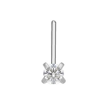 Lila Moon 14k White Gold 2 mm Cubic Zirconia L-Shape Nose Stud