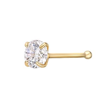 Lila Moon 14k White Gold 3 mm Cubic Zirconia Nose Stud