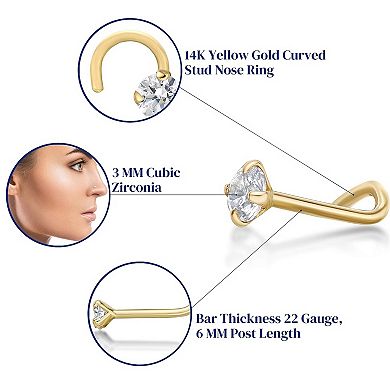 Lila Moon 14k Gold 3 mm Cubic Zirconia Curved Nose Stud