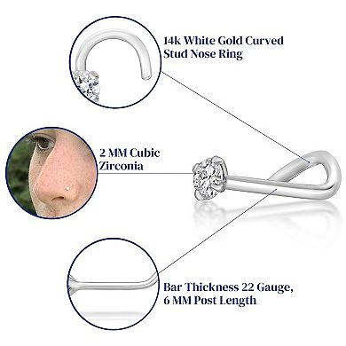 Lila Moon 14k Gold 2 mm Cubic Zirconia Curved Nose Stud