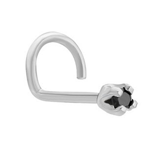 Lila Moon 14k Gold 1.3 mm Black Diamond Accent Curved Nose Stud