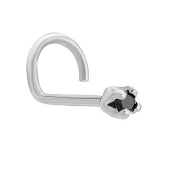 Lila Moon 14k Gold 1.3 mm Black Diamond Accent Curved Nose Stud