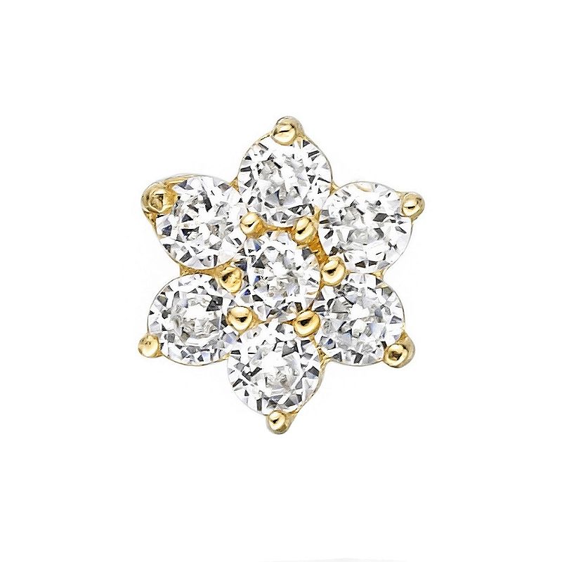 Lila Moon 14k Gold 4.5 mm Cubic Zirconia Flower Nose Stud, Womens, White