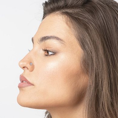 Lila Moon 14k Gold 4.5 mm Cubic Zirconia Flower Nose Stud