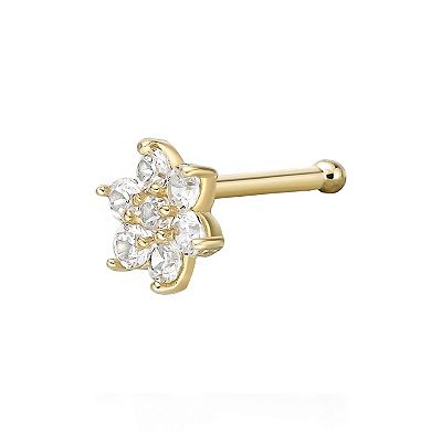 Lila Moon 14k Gold 4.5 mm Cubic Zirconia Flower Nose Stud