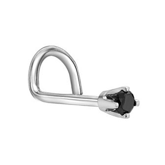 Lila Moon 14k Gold 1.7 mm Black Diamond Accent Curved Nose Stud