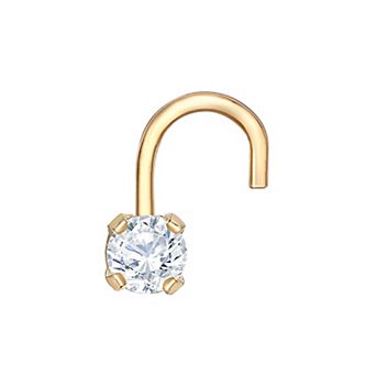 Lila Moon 14k Gold 2.4 mm Diamond Accent Curved Nose Stud