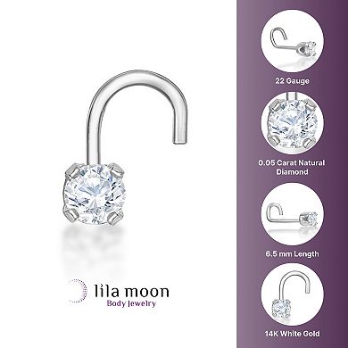 Lila Moon 14k Gold 2.4 mm Diamond Accent Curved Nose Stud
