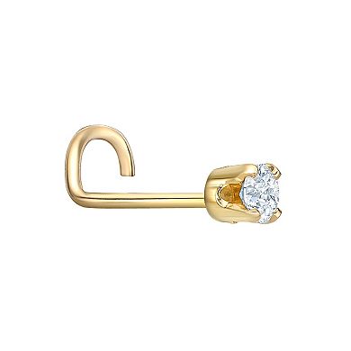 Lila Moon 14k Gold 2.4 mm Diamond Accent Curved Nose Stud