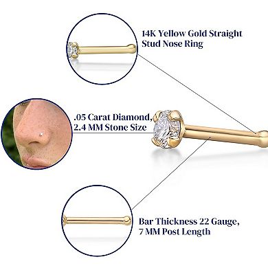 Lila Moon 14k Gold 2.4 mm Diamond Accent Nose Stud