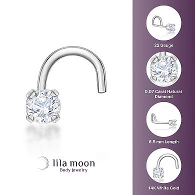 Lila Moon 14k Gold 2.7 mm Diamond Accent Curved Nose Stud