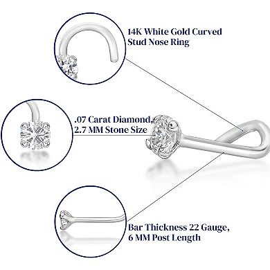 Lila Moon 14k Gold 2.7 mm Diamond Accent Curved Nose Stud