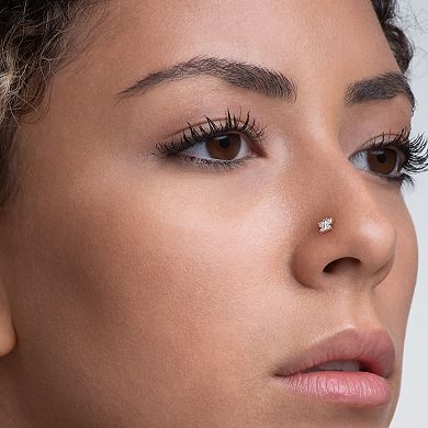 Lila Moon 14k Gold 4 mm Cubic Zirconia Butterfly & Flower Curved Nose Stud Set