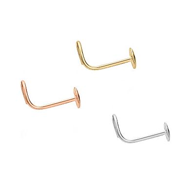Lila Moon 10k Gold 2 mm 3-Pair Curved Nose Stud Set