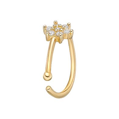 Lila Moon 14k Gold Cubic Zirconia Open Hoop Flower Nose Ring