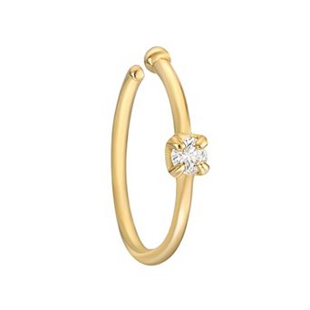 Lila Moon 14k Gold 1.7 mm Diamond Accent Open Hoop Nose Ring
