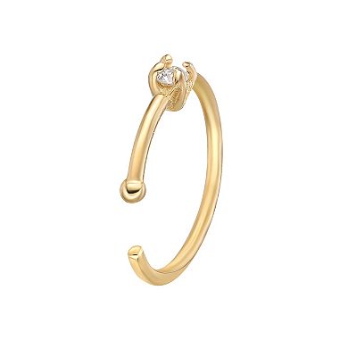 Lila Moon 14k Gold 1.7 mm Diamond Accent Open Hoop Nose Ring