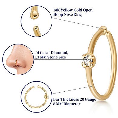 Lila Moon 14k Gold Diamond Accent Open Hoop Nose Ring